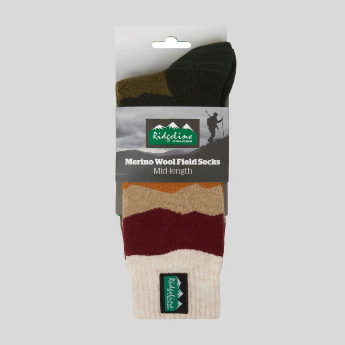 Merino Wool Socks Mid Length Berry Stripes