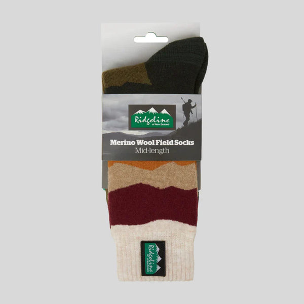 Merino Wool Socks Mid Length Berry Stripes