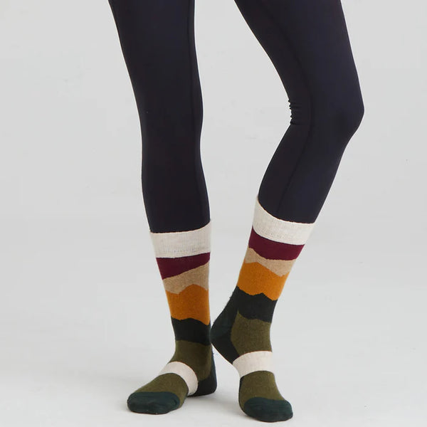 Merino Wool Socks Mid Length Berry Stripes