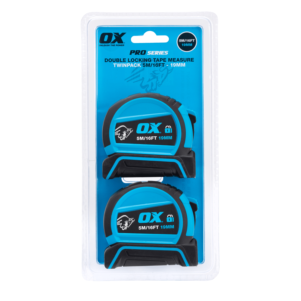 OX Pro Double Lock Measure Tape 5M Twin Pack