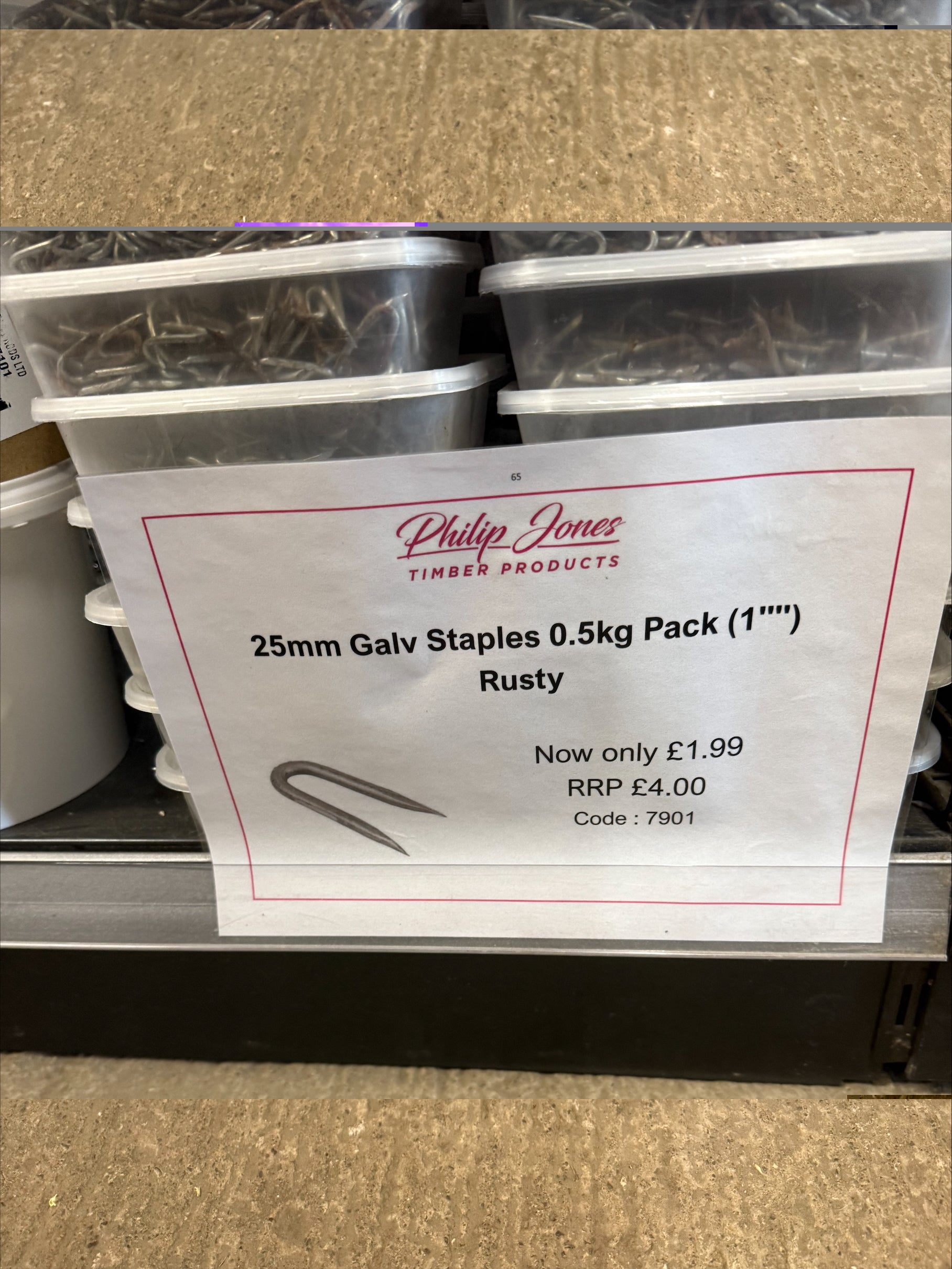 25mm Galv Staples 0.5kg Pack RUSTY CHEAP!